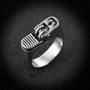 HZMAN Hip Hop Retro Mens Classic Silver Cool Punk Motorcycle Style Stainless Steel Silver Ring