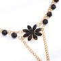 Bomine Boho Crystal Finger Bracelets Ring Hand Chain Gold Flower Beach Slave Bracelet Jewelry Chain for Women and Girls