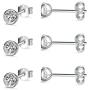 Sterling Silver Stud Earrings for Women Men Girls- 3 Pairs of Tiny Round Cubic Zirconia Earrings CZ Small Cartilage Tragus Earrings(2mm/3mm/4mm)