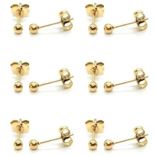 Pack of 6 Pairs 14K Gold Filled Polished Ball Stud Earrings Set, 20G Tiny Cartilage Piercing Earrring | Safe for Sensitive Ear Pack of 6 Pairs 14K Gold Filled Polished Ball Stud Earrings Set, 20G Tiny Cartilage Piercing Earrring | Safe for Sensitive Ear