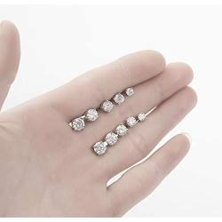 Moissanite Stud Earrings, 0.6ct-2ct DF Color Brilliant Round Cut Lab Created Diamond Earrings 18K White Gold Plated Brass Friction Back for Women Men