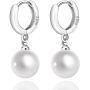 Jugalstar 925 Sterling Silver Pearl Hoop Earrings Freshwater Pearl Drop Dangle Earrings for Girls Women Bridesmaids Anniversary Graduation Birthday Gifts…