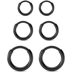 Surgical Stainless Steel Hoop Earrings - Endless Small Hoop Earrings Set for Men Women, Hypoallergenic Tragus Cartilage Sleeper Earrings(8/10/12mm)