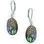 Oval Rainbow Abalone Shell Filigree Swirl Leverback Dangle Earrings For Women 925 Sterling Silver