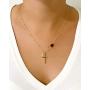 Religious Necklace for Women 18K Gold Plated Chain Cross & Miraculous Pendant Genuine Azabache Protection Jewelry