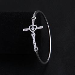 Zuo Bao Christian Cross Bracelet God is Greater Than The Highs and Lows Bangle Bracelet Crystal Cross Beacelet Inspirational Religious Gift