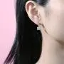 FANCIME 14k White Gold Plated 925 Sterling Silver Hoop Earrings Dangle Four Prong Star Moissanite Huggie Hoop Earrings for Women Girls Fine Jewelry Gifts (1cttw,2cttw, EF Color, VVS Clarity)
