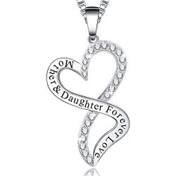 Ado Glo Mother’s Day Mom Gifts, Always My Mother Forever My Friend Love Heart Pendant Necklace, Fashion Jewelry for Women, Birthday Anniversary Christmas Present for Her, Wife, Aunt, Nana, Daughter