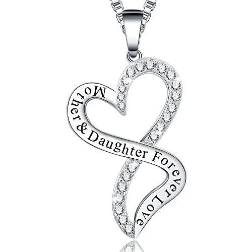 Ado Glo Mother’s Day Mom Gifts, Always My Mother Forever My Friend Love Heart Pendant Necklace, Fashion Jewelry for Women, Birthday Anniversary Christmas Present for Her, Wife, Aunt, Nana, Daughter