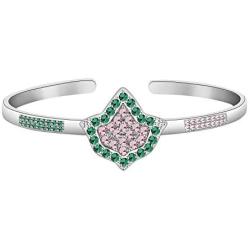 POTIY Sorority Gift Ivy Leaf Cuff Bracelet Sorority Graduation Gift Pink and Green Rhinestone Cuff Bangle