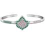 POTIY Sorority Gift Ivy Leaf Cuff Bracelet Sorority Graduation Gift Pink and Green Rhinestone Cuff Bangle