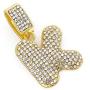 FW Jewelry Iced Out Bling Hip Hop Silver Gold Diamond Bubble Initial Letter Pendant Tennis Chain Necklaces A to Z 20 Inches