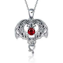 ONEFINITY Sterling Sliver Dragon Necklace Irish Celtic Knot Dragon Anime Necklace Viking Jewelry Gifts for Women Men Her