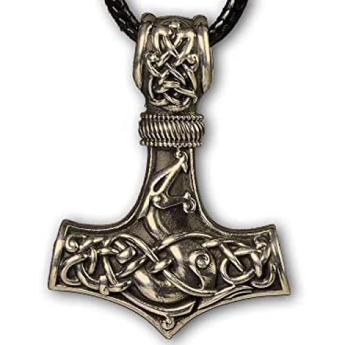 Baldur Jewelry Viking Norse Scandinavian Thors Hammer Mjolnir Pendant Necklace with Dragon Design Amulet