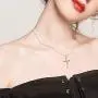 Cross Pendant Necklace for Women Rose Flower Necklace Jewelry for Christmas Birthday Mothers Day Necklace for Women 18 with 2 inches