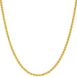 LIFETIME JEWELRY 1mm Rope Chain Necklace 24k Real Gold Plated for Women and Men