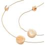 COOLSTEELANDBEYOND Elegant Gold Statement Necklace Two-Strand Long Chain with Blue Cube Crystal Beads and Circle Charms
