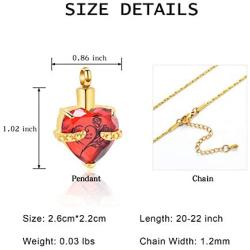 constantlife Crystal Heart Shape Cremation Jewelry Memorial Urn Necklace for Ashes, Stainless Steel Ash Holder Pendant Keepsake with Gift Box Charms Accessories for Women