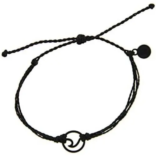 Pura Vida Black Wave OG Bracelet - Plated Charm, Adjustable Band - 100% Waterproof