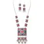 Zephyrr Fashion Oxidized Silver Afghani Style Pendant Necklace Earrings Set for Girls and Women