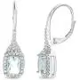 MIA SARINE Rhodium Plated Sterling Silver Rectangular Simulated Aquamarine and Cubic Zirconia Bridal Leverback Earring MIA SARINE Rhodium Plated Sterling Silver Rectangular Simulated Aquamarine and Cubic Zirconia Bridal Leverback Earring