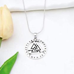 SEIRAA Rotating Valknut Pendant Necklace Norse Amulet Necklace Viking Gift Jewelry for Women Men