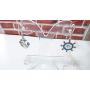 New Design Nautical Anchor & Ships Wheel Fashion Blue Red and White Dangle Earrings, Jewelry