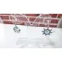 New Design Nautical Anchor & Ships Wheel Fashion Blue Red and White Dangle Earrings, Jewelry