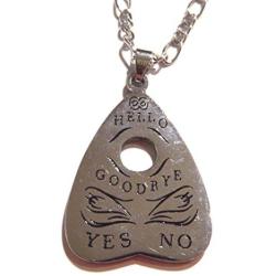 Silver Tone Metal Ouija Board Planchette Pendant Chain Necklace Gothic Spooky Halloween Psychobilly Punk