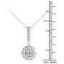 Vaarya 14K White Gold Diamond Halo Stick Pendant Necklace (3/4 Ct tw, AGS Certified GH+/SI2-I1+)