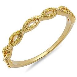 Dazzlingrock Collection 0.20 Carat (ctw) 10K Round Yellow Diamond Ladies Swirl Wedding Band Stackable Ring 1/5 CT, Yellow Gold