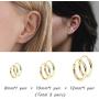 Silver Hoop Earrings for Women Men Girls- Cartilage Earring Endless Small Hoop Earrings Set,3 Pairs of Hypoallergenic 925 Sterling Silver Tragus Earrings Nose Lip Rings (8mm/10mm/12mm)