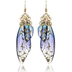 BELLA-Bee Butterfly Wing Drop Dangle Earrings Gold Plated Crystal Rhinestone for women girls wedding Jewelry