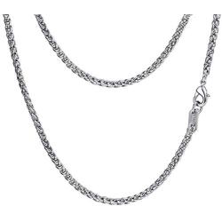 PROSTEEL Stainless Steel Chain Necklace for Men Women, Wheat Chain/Rope Chain/Box Chain, Black/Silver/Gold Tone, W:3mm/6mm, L: 18/20/22/24/26/28/30 inch, Come Gift Box