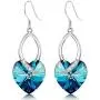 Sllaiss Blue Crystals Dangle Earrings for Women Heart Crystal Dropp Earrings Birthday Jewelry Gift for Her Made with Swarovski Crystals