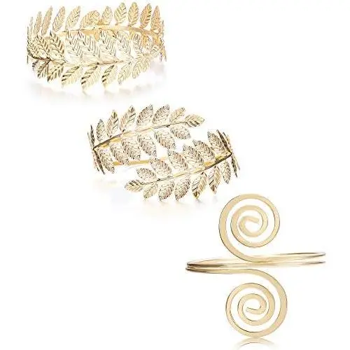 Finrezio 3Pcs Upper Arm Bracelet Cuff Victorian Filigree Swirl Gypsy Boho Gold Plated Bangle Bracelet Open Armlet Leaf Armband Jewelry Set Finrezio 3Pcs Upper Arm Bracelet Cuff Victorian Filigree Swirl Gypsy Boho Gold Plated Bangle Bracelet Open Armlet Leaf Armband Jewelry Set