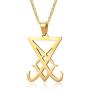 FAANCU Satanic Pendant Necklaces Sigil of Lucifer Leviathan Cross Seal of Satan Symbol Stainless Steel Necklace Chain, 20/24inch