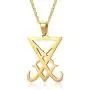 FAANCU Satanic Pendant Necklaces Sigil of Lucifer Leviathan Cross Seal of Satan Symbol Stainless Steel Necklace Chain, 20/24inch