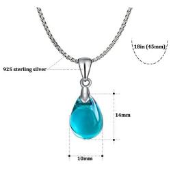 OCARLY 925 Mermaids Tears Droplet Necklace Gradient Color Czech Crystal Glass Teardrops Pendant