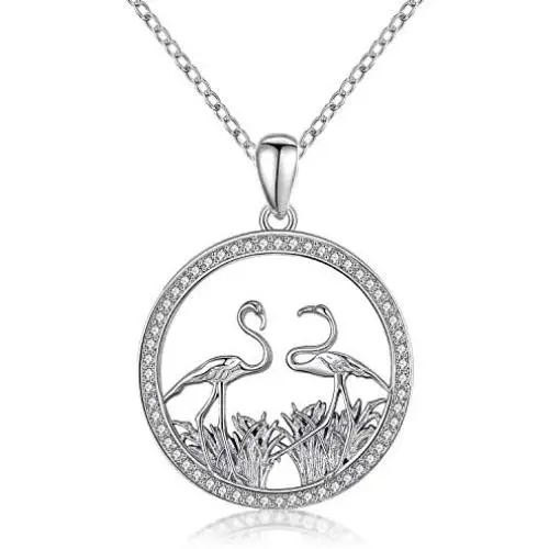 CHENGHONG Flamingo Necklace 925 Sterling Silver Cute Animal Pendant Flamingo Bird Pendant Necklace Flamingo Jewelry Gifts for Women Wife Mom CHENGHONG Flamingo Necklace 925 Sterling Silver Cute Animal Pendant Flamingo Bird Pendant Necklace Flamingo Jewelry Gifts for Women Wife Mom