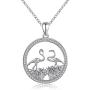 CHENGHONG Flamingo Necklace 925 Sterling Silver Cute Animal Pendant Flamingo Bird Pendant Necklace Flamingo Jewelry Gifts for Women Wife Mom