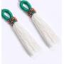 Leverback Dangle Seed Beaded Weave Earrings Bohemian Handmade Long Threads Tassel Boho Women Girls Fringe