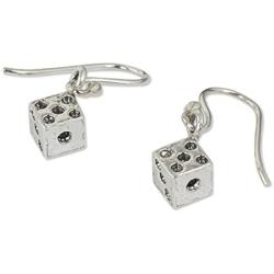NOVICA .925 Sterling Silver Casino Theme Good Luck Dangle Earrings Lucky Dice