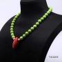 Turquoise Necklace 11.5-12mm Green Round Turquoise Beads Necklace with Coral Pendant 20''