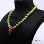 Turquoise Necklace 11.5-12mm Green Round Turquoise Beads Necklace with Coral Pendant 20''