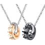 Hottime Couple Matching Necklace Lovers 2pcs Pendant for Wedding Anniversary Valentines Present