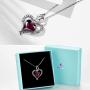 Heart Pendant Necklace - New Heart and Flame Design with Crystals from Swarovski - Womens and Girls Jewelry - Fuchsia Colored Crystal Heart Shaped Pendant Necklace