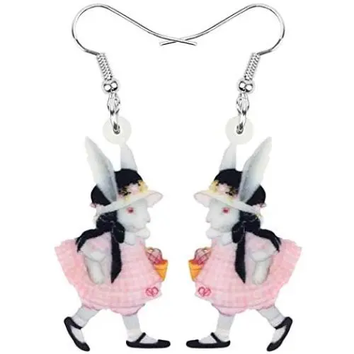 DUOWEI Cute Acrylic Easter Bunny Rabbit Earrings Cute Basket Easter Eggs Drop Dangle Jewelry with Love Message for Women Teens Girls Holidays Gifts DUOWEI Cute Acrylic Easter Bunny Rabbit Earrings Cute Basket Easter Eggs Drop Dangle Jewelry with Love Message for Women Teens Girls Holidays Gifts