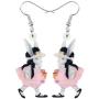 DUOWEI Cute Acrylic Easter Bunny Rabbit Earrings Cute Basket Easter Eggs Drop Dangle Jewelry with Love Message for Women Teens Girls Holidays Gifts
