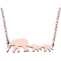 ENSIANTH Three Happiness Elephant Family Necklace for Mother and Daughter Twins